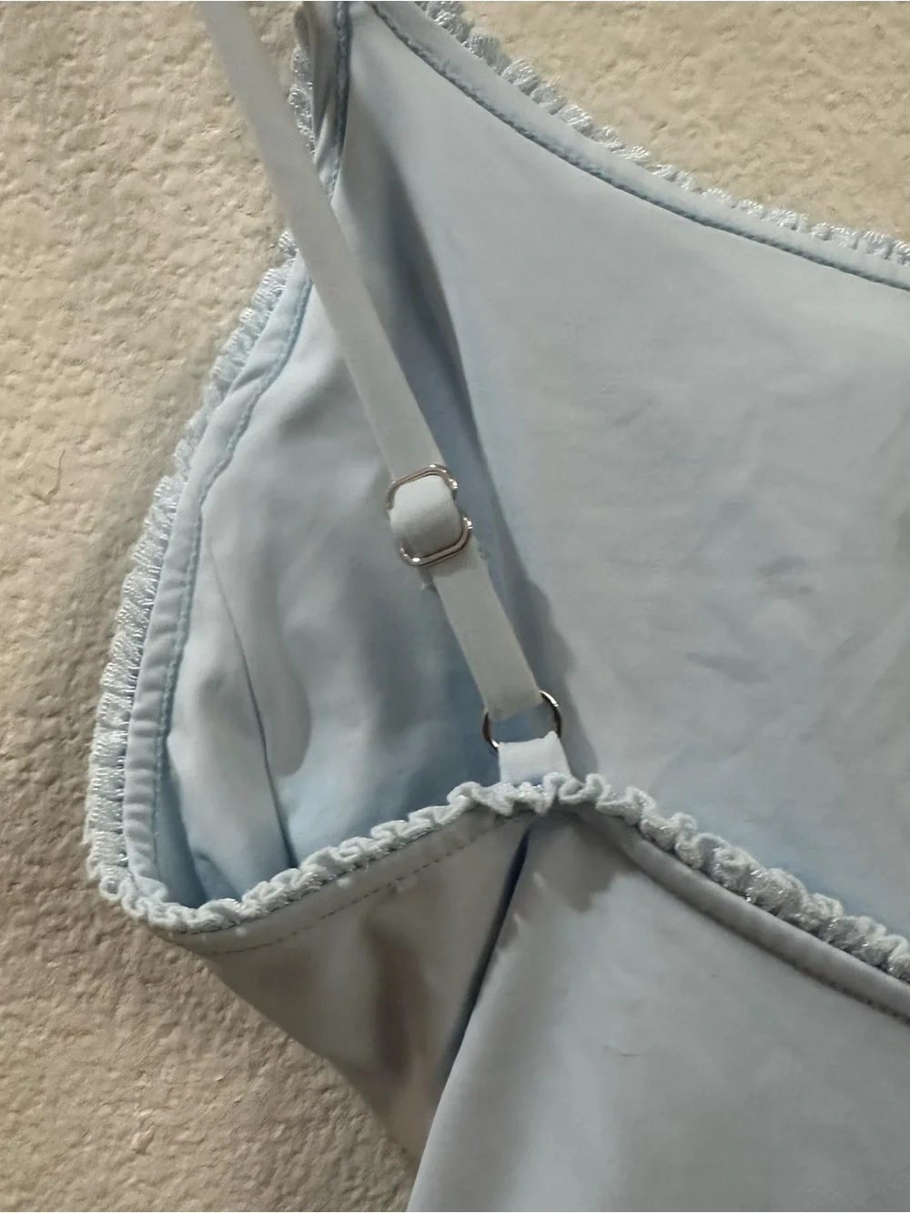 Frankie’s Bikinis Cora Ruffle One Piece Swimsuit Light Blue Size Medium